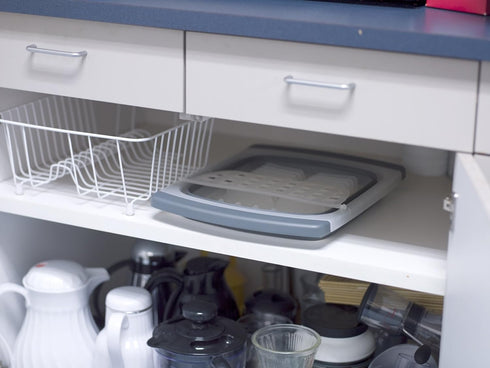 PrepWorks Collapsible Dish Drainer - Expandable Dish Rack for Drying Plates, Cups, Kitchen Utensils, Fits Over Most