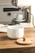 LYEOBOH Sugar Bowl with Lid and Spoon, 17 OZ Ceramic Sugar Jar for Coffee Bar, White Sugar Container for Kitchen