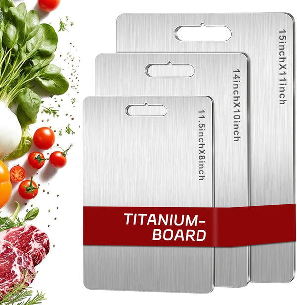 FODDOM Titanium Cutting Board Set of 3, 3Pcs Pure Titanium Cutting Boards for