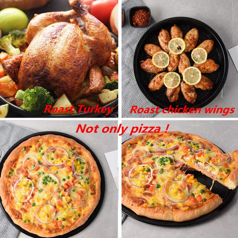 13 Inch Carbon Steel Nonstick Pizza Pan, Baking Oven Pizza Tray Pie Pans
