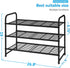 3-Tier Simple Trending Stackable Shoe Rack, Expandable & Adjustable Shoe Shelf Storage Organizer, Wire Grid, Black