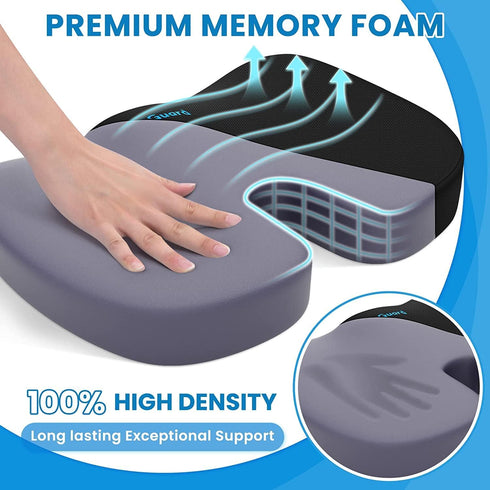 Tailbone TushGuard Seat Cushion, Office Chair Cushions, Car Seat Cushion, Non-Slip Sciatica & Back Coccyx Pain Relief