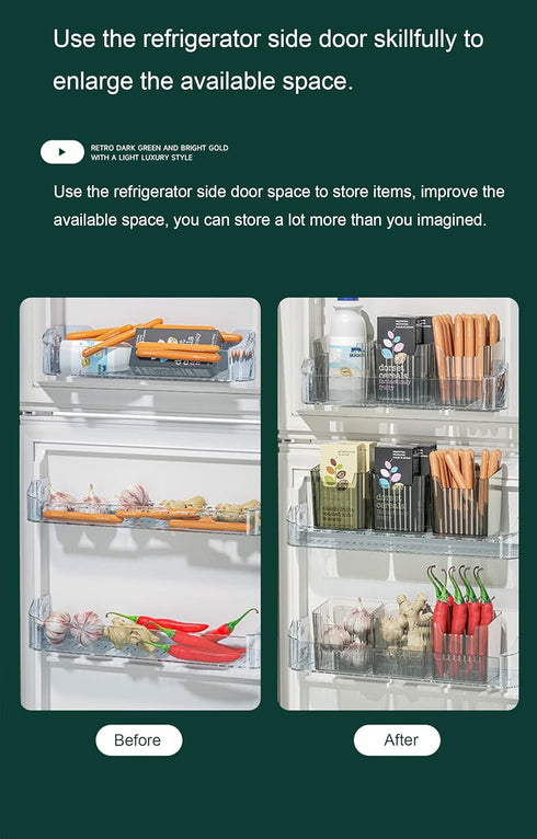 Set of 2 Wall Mounted Storage Organizer Bins, Stackable Clear Plastic Storage for Fridge, Kitchen, Bathroom
