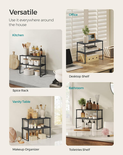 Set 2 Counter UKCS025B01 SONGMICS Cabinet Organizer Shelf, of Kitchen Shelves, Kitchen Storage, Spice Rack, Stackable