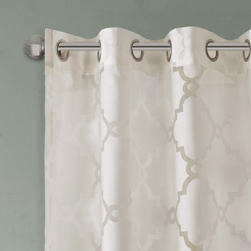 Madison Park Eden Sheer Single Curtain - 50x95, Ivory - Modern Contemporary Light Sheers for Bedroom & Living Room