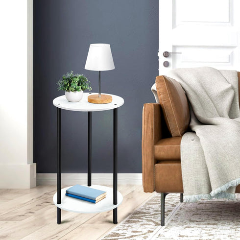 Set 2, SEHERTIWY Round Side Table for Living Room, White End Tables Living Room of Accent Table for Small Spaces, Round