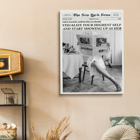 Generic 20x30in Trendy Highest Self Newspapers Prints - Retro Bar Cart Feminist Wall Art - Magazine Cover Aesthetic
