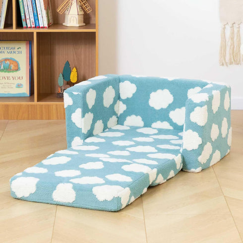 2-in-1 ALIMORDEN Kids Flip Out Ultra-Soft Snuggle Foam Filled Chair, Blue