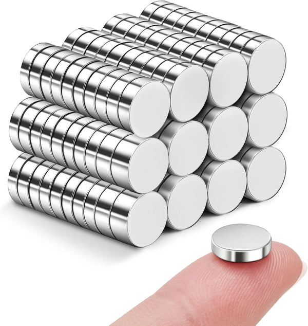 SMARTAKE 120 Pcs Refrigerator Magnets, 10x2.6mm Small Round Fridge Magnets for Home, Kitchen, Office and School (Silver)