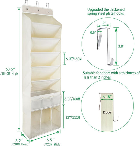 3in1 5 Over The Door Shoe Organizer with Slanted Compartments,Removable Storage Bin & Transparent Pockets,Thickened