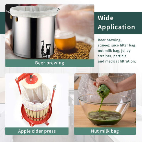 12"x18" Nylon Mesh Strainer Bags - 180 Micron for Almond Nut Milk, Greek Yogurt, Home Brewing