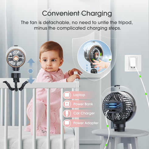 100ml Ausic Misting Portable Stroller Fan, Mister Fan for Stroller, Safe Rechargeable Battery Baby Fans, Baby