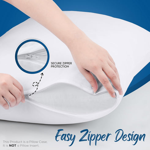 Utopia Bedding Waterproof Queen Size Pillow Protectors, Zippered (4 Pack, White), Dust Mite Proof Covers