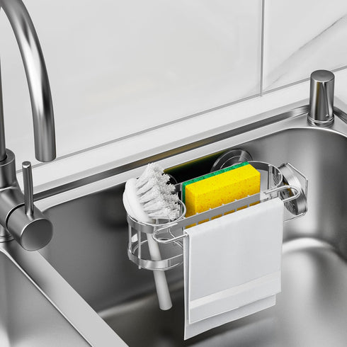 2 Cisily Kitchen Sink Caddy Sponge Holder in The Sink, Stainless Steel Kitchen Sink Organizer, Brush Holder, Dish Cloth