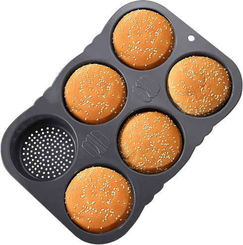 Silicone Hamburger Bun Mold 6 cavity loaf pan Non Stick Baking Pannon-stick pan easy to release household silicone food baking New Baking tool