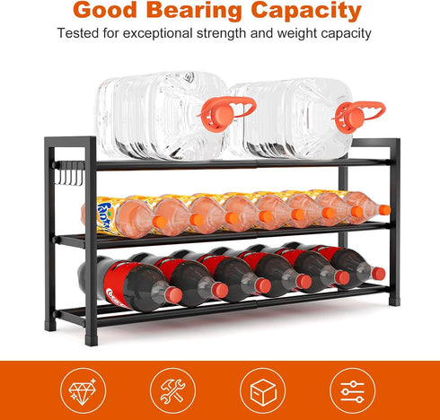 18.5"33", 3-Tier Closet, 12 Expandable Shoe Rack for Small Spaces, Adjustable Width Sturdy Metal Shoe Organizer