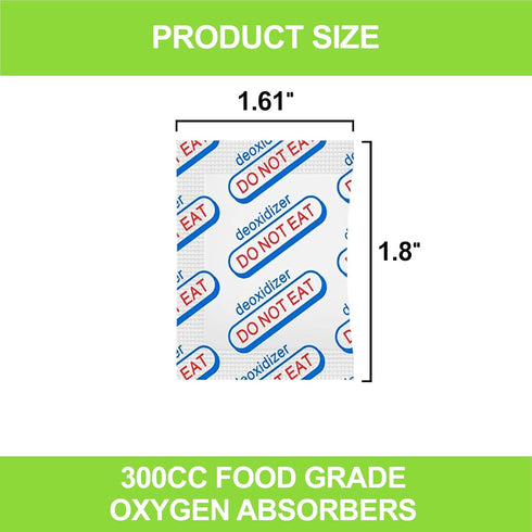 300cc Oxygen Absorbers for Food Storage - 120 Packs(12 x Packs of 10), Food Grade Oxygen Absorbers for Food Storage with Oxygen Indicator, Applicable to Mylar Bags, Mason Jars, and Vacuum Bags