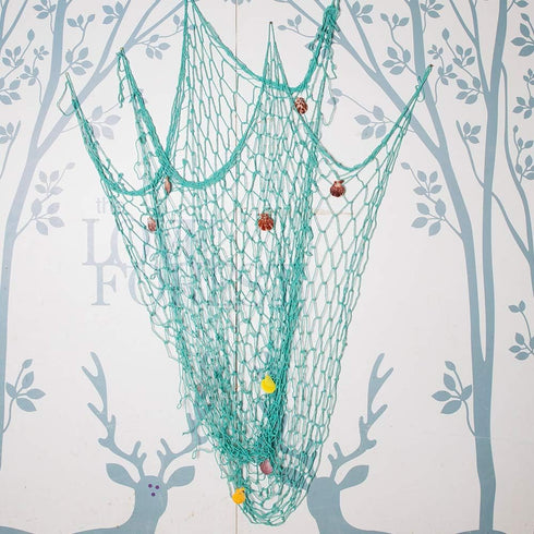 Rosoz Nature Fish Net Wall Decoration with Shells, Ocean Themed Hangings for Pirate Party, Wedding, Photographing (Aqua)