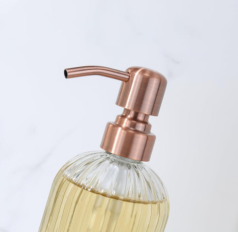 Rose Gold Glass Soap Dispenser, 16oz Vintage Dish Soap Dispenser for Bathroom, Kitchen