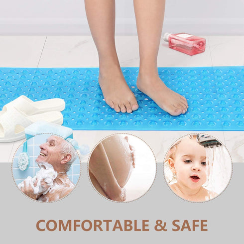 40 16 Inch 200 Upgrade Baby Bath Mat Non Slip Extra Long Bathtub Mat for Kids X - Eco Friendly Bath Tub Mat with Big