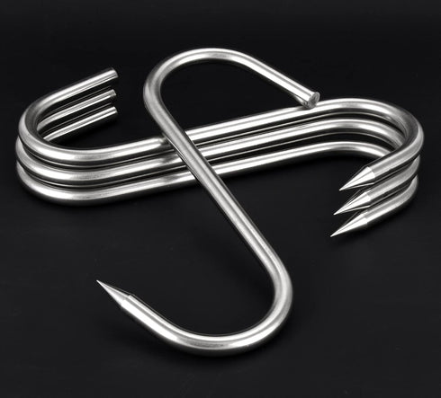 Meat Hook, 8 Inch Heavy Duty S-Hooks, Stainless Steel Butcher Hooks for Meat Processing