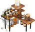 IBUYKE Kitchen Countertop Organizer,3-Tier Wooden Spice Racks,Bathroom Counter OrganizerRotating Adjustable,4 Side Hooks,Corner