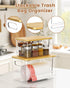 2 Pack, 4-33 Trash Bag Dispenser Stackable Trash Bag Holder with Bamboo Lid Clear Plastic Garbage Bag Organizer for Gal