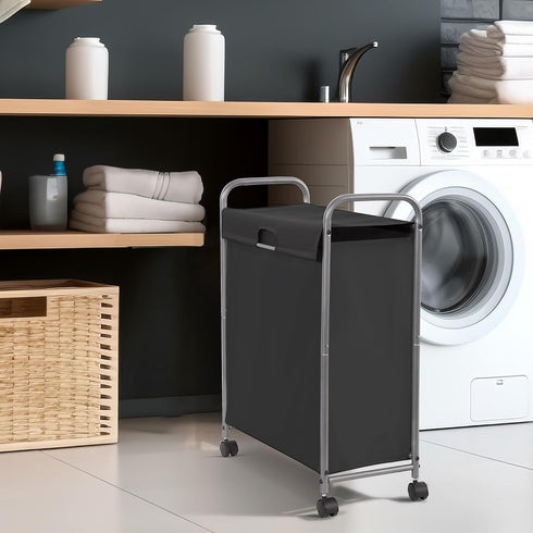 85 2 STORAGE MANIAC Rolling Laundry Hamper with Lid, L Laundry Sorter with Wheels, Loads Dirty Clothes Hamper, Laundrys