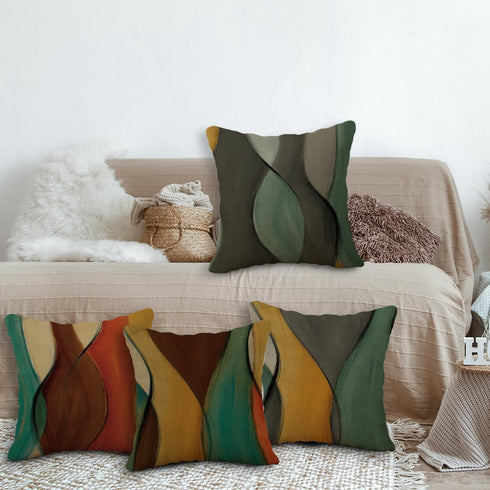SiuSue Mid Century Modern Throw Pillow Case, Abstract Pillow Covers 18x18 Set of 4, Green Decorative Throw Pillows for