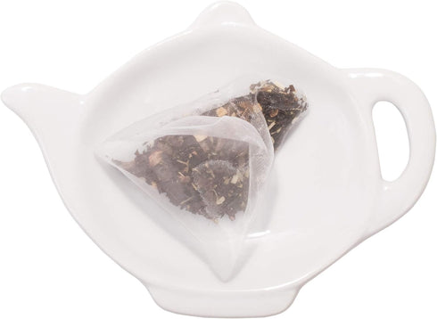 HIC Kitchen Fine White Porcelain Tea Bag Holder Caddy, Teapot Design