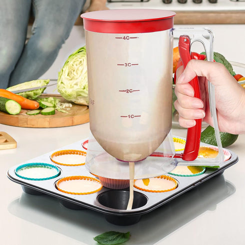 Batter Separator for Cupcakes, Pancakes, Cookie Cake, Waffles, Measuring Baking Tools, Red