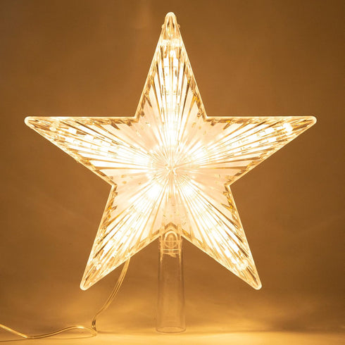 Warm White Light Christmas Tree Topper Star, 8.7 Inch Decor for General Size Xmas Tree Holiday