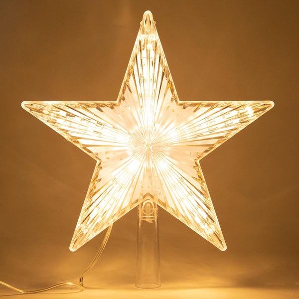 Warm White Light Christmas Tree Topper Star, 8.7 Inch Decor for General Size Xmas Tree Holiday