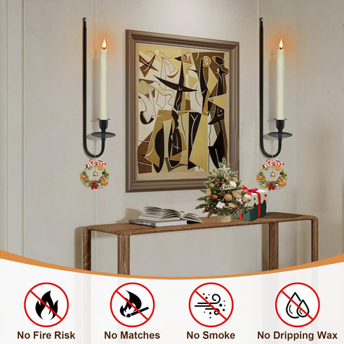 CMTDRE Set 2 Wall Candle Holder of with Flameless Candles Battery Operated and Remote Control, Home Decor Wall Sconces