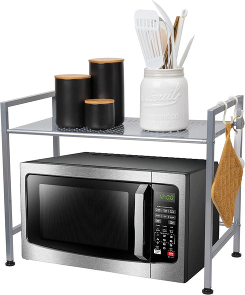 Mind Reader Kitchen Storage, Microwave Stand, Metal Shelf Organizer, Rack Shelf, 23.75"L x 12.75"W x 18.75"H