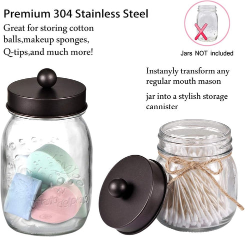 Mason Jar Bathroom Accessories Set (4pcs) - Foaming Soap Dispenser, Toothbrush Holder, Apothecary Storage Jars