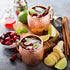 LIVEHITOP Moscow Mule Mugs Set of 4, Handcrafted Copper Cocktail Cups with Coasters for Cold Drinks and Parties