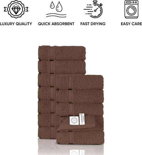 SALBAKOS 100% Set 12 13x13 inch 12 Turkish Cotton Washcloth of | Heirloom Quality | Hotel & Spa Collection | Ultra