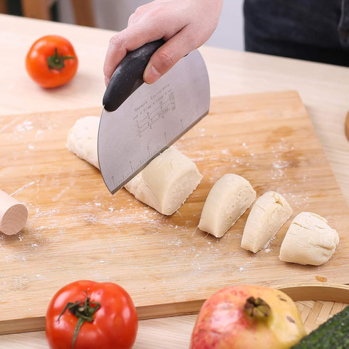 1 pcs Dough Pastry Scraper Chopper/Stainless Steel Dough Scraper Cutter with Ergonomic Rubber Non-Slip Grip
