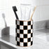 countertop Checkered Bathroom Toothbrush Holder, Bathroom Black and White Ceramic Toothbrush Holder, Modern Toothbrush