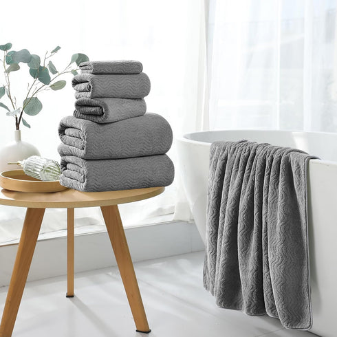 8 Set |2 Sheet,2 Towels,4 Cozy Set Piece Bath Towel Grey Oversized Large Bath Hand Washcloths| Ultra Soft Bath Towel