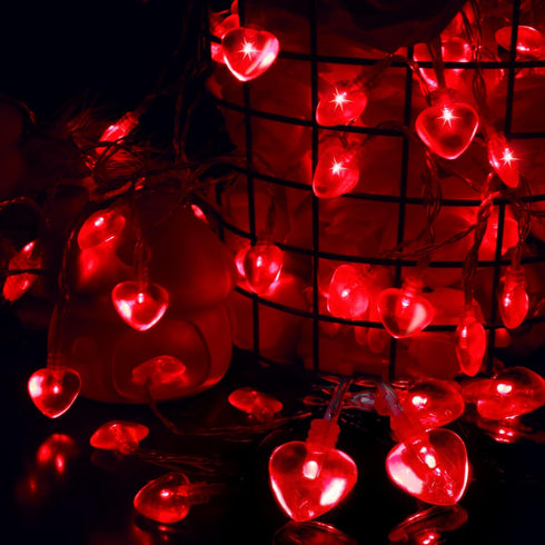 Luditek 14.7ft 40LED Heart Shape String Lights, Battery Operated Mothers Day Hanging Garland Decor for Indoor Outdoor