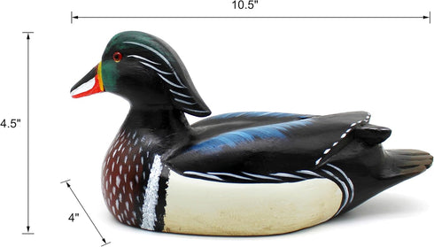 CVHOMEDECO Primitives Hand Engraving Painted Wood Wild Duck Figurine, Farmhouse Decorative Accent 10-1/2 Inch