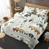 Set 2 Cozy Set Comforter with Pillowcases Queen Size, Cartoon Car Train Road Map, Bed Decor Cute Forest Traffic Baby