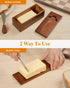 LYNG Countertop Butter Dish with Magnetic Lid, Acacia Wood Butter Keeper With Knife, Detachable Butter Container