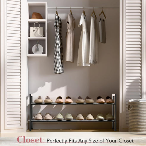 2 Closet, 18-33 Bumusty Tier Expandable Shoe Rack for Adjustable Shoe Rack for Small Space, Small Shoe Organizer