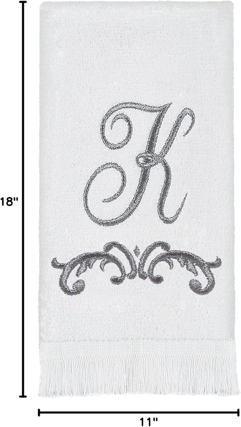 Avanti Linens Fingertip Towel, Soft Cotton Towel (Monogram Collection, Initial K), White