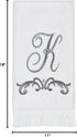 Avanti Linens Fingertip Towel, Soft Cotton Towel (Monogram Collection, Initial K), White