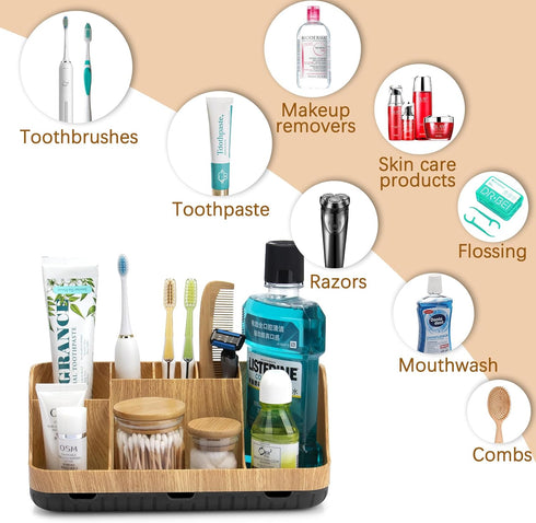 Bathroom Organizers and Storage, Detachable 7 Slots Kids Electric Toothbrush and Toothpaste Holder for Bathroom