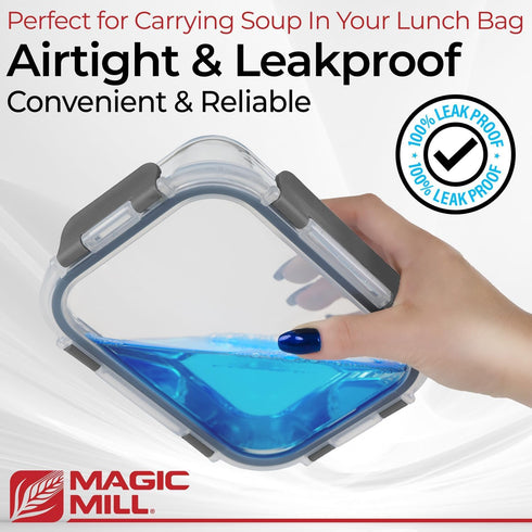 Magic Mill Glass Storage Containers Set, Ultimate 24pc with BPA Free Airtight Locking Lids for Food Storage
